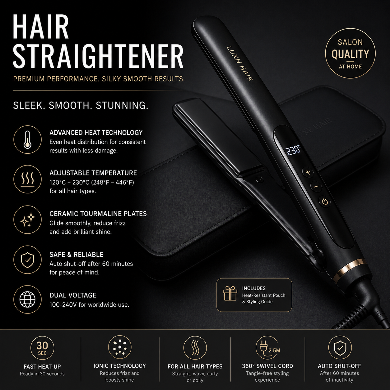 Hair Straightener - Premium - Black