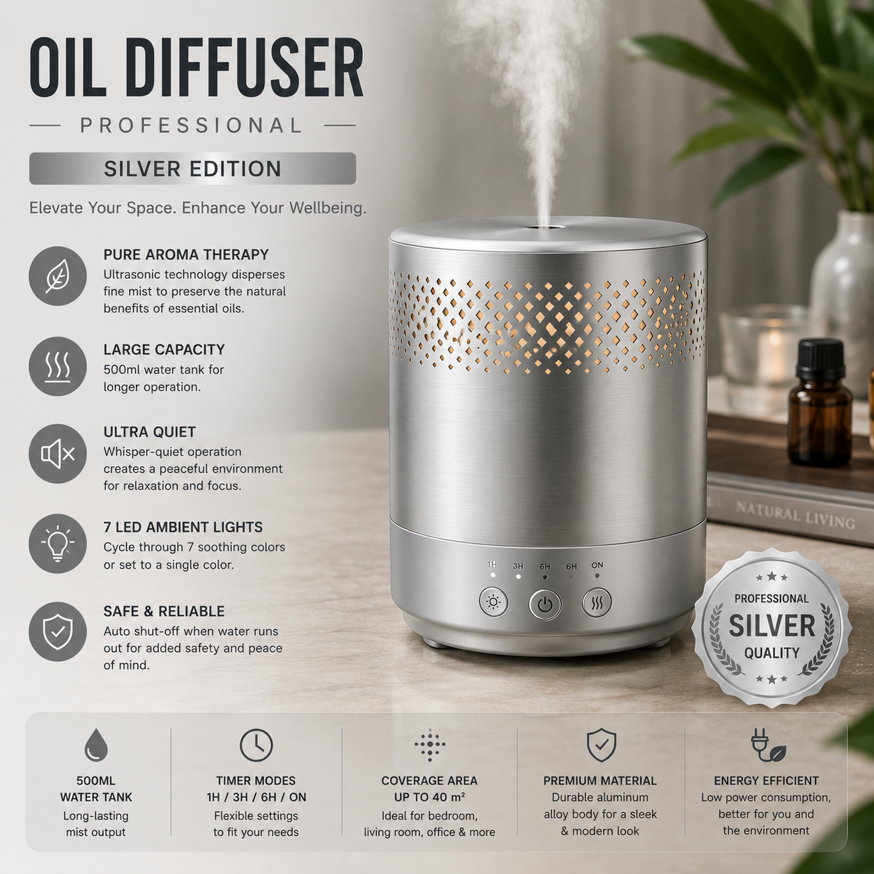 Oil Diffuser - Professional - Silver